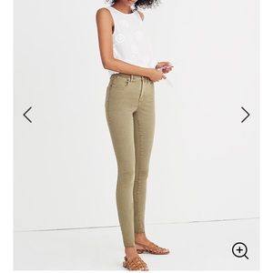 Madewell 9” high-rise skinny jeans: olive raw-hem